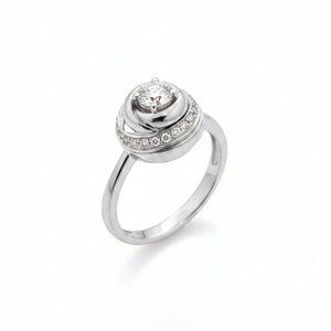 18K White Gold Diamond Rose Dome Ring, TDW: 0.51ct VS2 GH
