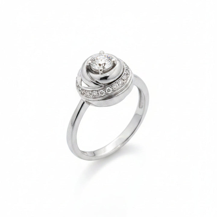 18K White Gold Diamond Rose Dome Ring, TDW: 0.51ct VS2 GH