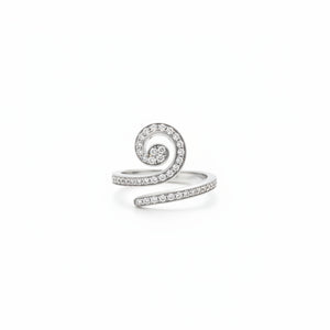 18K White Gold Spiral Open Diamond Ring, TDW: 0.43ct VS G