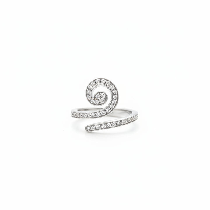 18K White Gold Spiral Open Diamond Ring, TDW: 0.43ct VS G