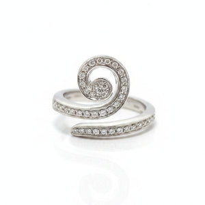 18K White Gold Spiral Open Diamond Ring, TDW: 0.43ct VS G