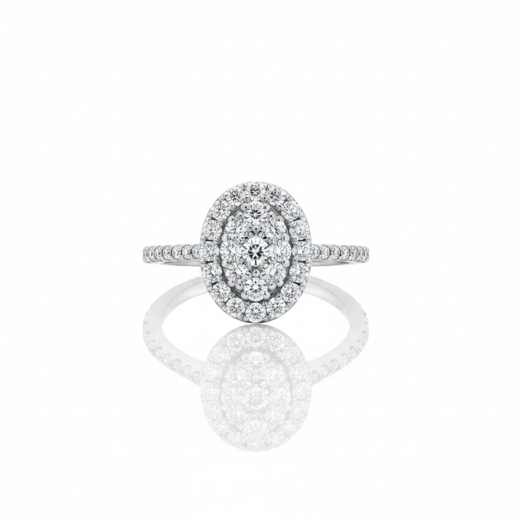 18K White Gold Birks Starry Night Oval Shaped Diamond Ring TDW: 0.78ct VS EF – Resale
