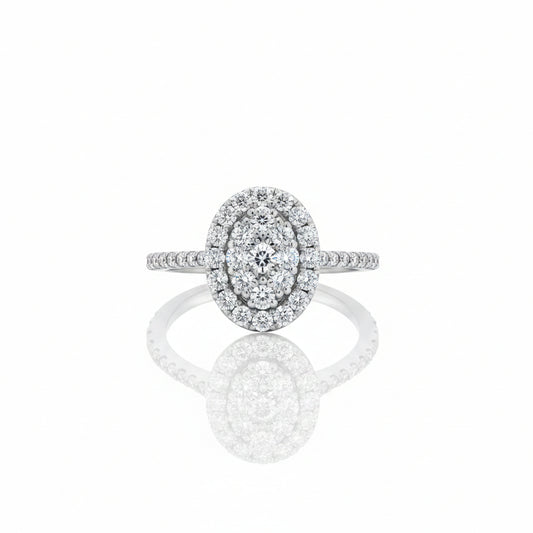 18K White Gold Birks Starry Night Oval Shaped Diamond Ring TDW: 0.78ct VS EF – Resale
