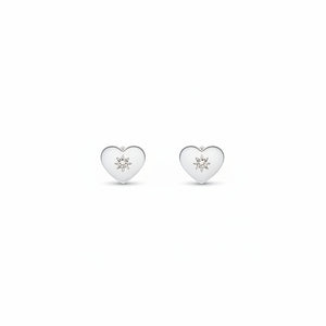 925 Sterling Silver Starlight Heart with CZ Stud Earrings