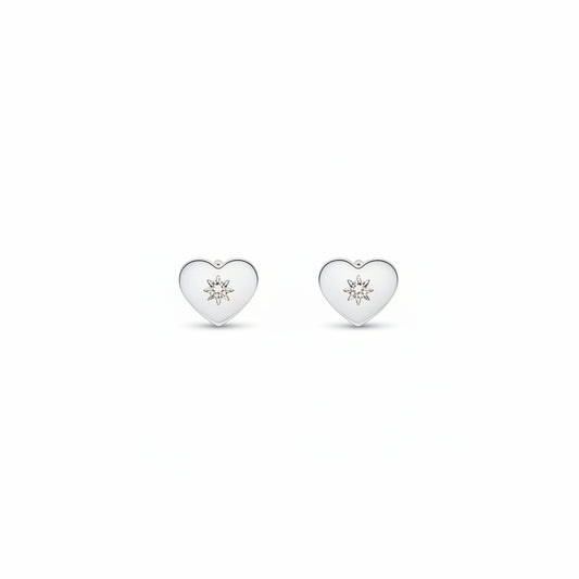 925 Sterling Silver Starlight Heart with CZ Stud Earrings