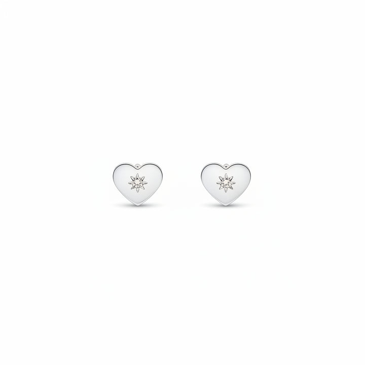 925 Sterling Silver Starlight Heart with CZ Stud Earrings