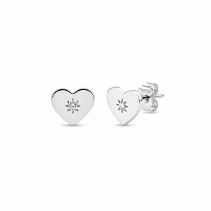 925 Sterling Silver Starlight Heart with CZ Stud Earrings