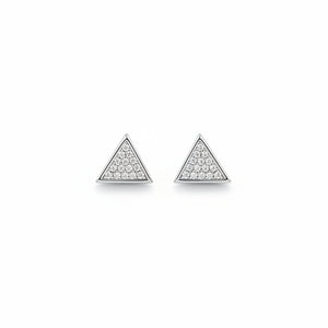 925 Sterling Silver Pave Triangle Diamond Stud Earrings