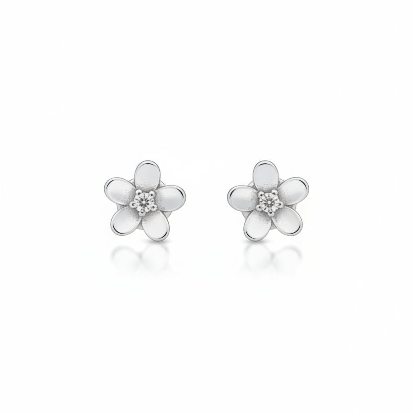 925 Sterling Silver Blossom CZ Stud Earrings