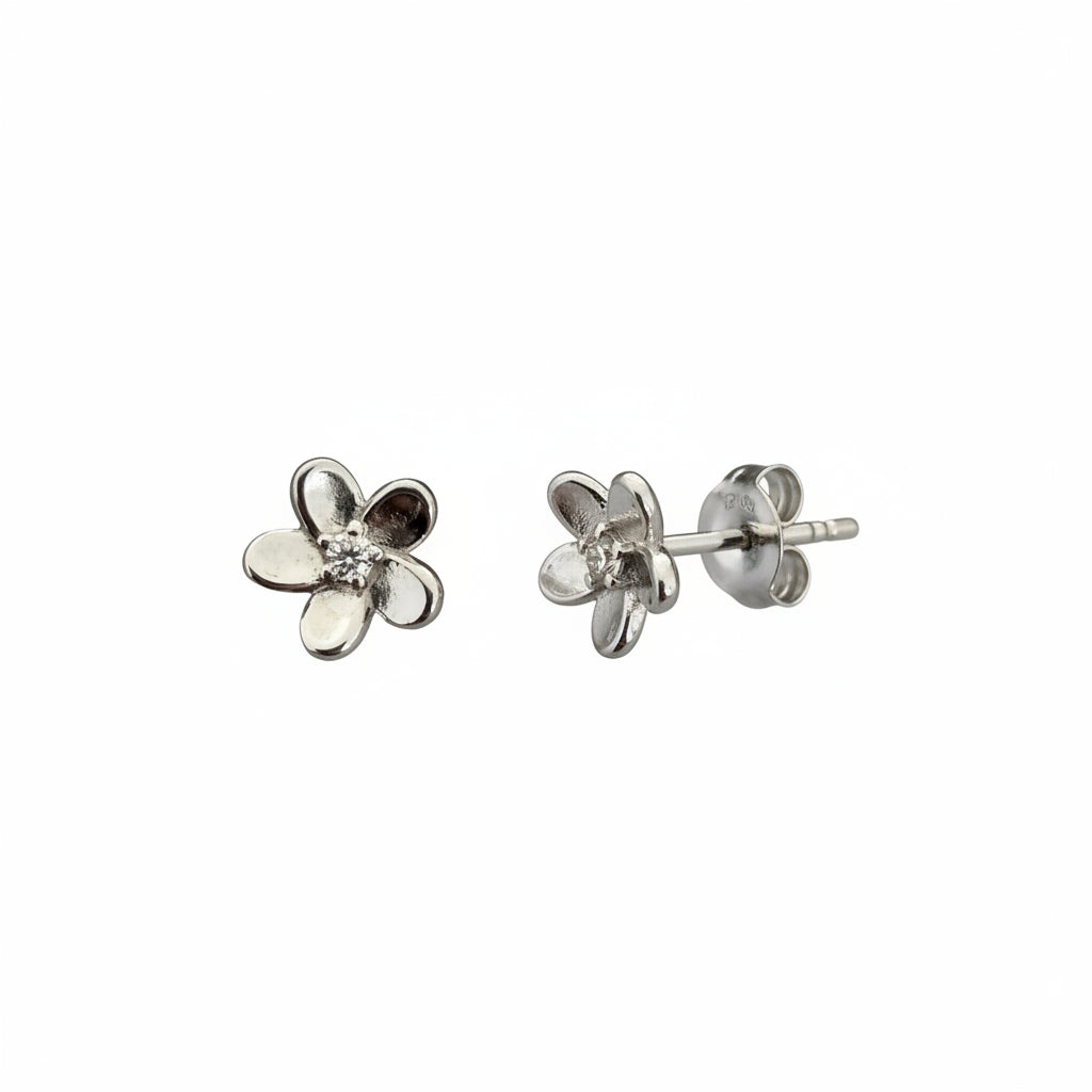 925 Sterling Silver Blossom CZ Stud Earrings