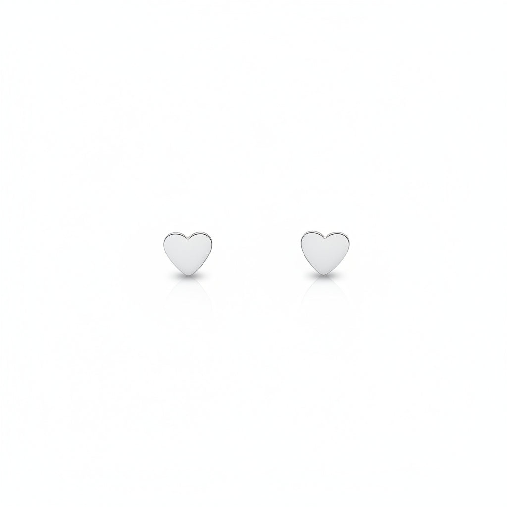 925 Sterling Silver Flat Heart Stud Earrings