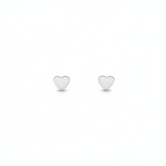925 Sterling Silver Flat Heart Stud Earrings
