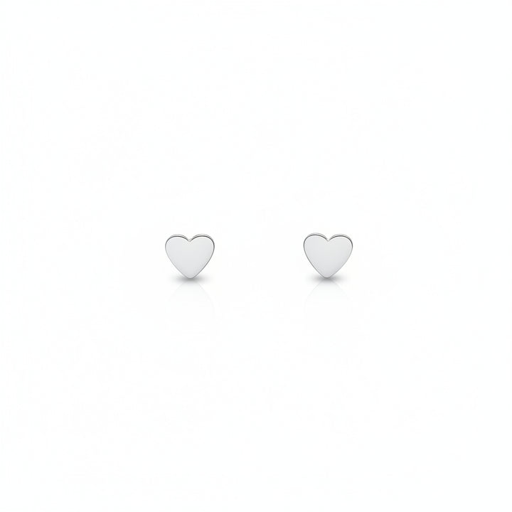 925 Sterling Silver Flat Heart Stud Earrings