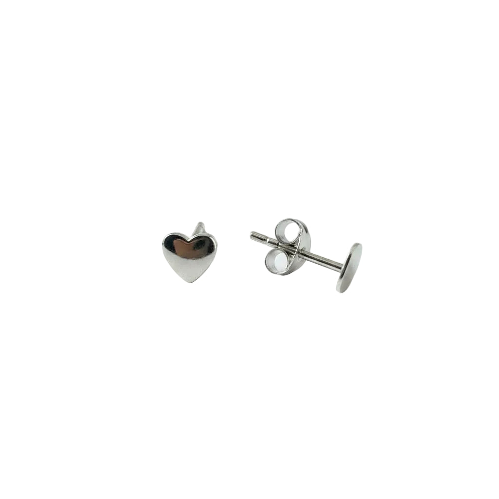 925 Sterling Silver Flat Heart Stud Earrings