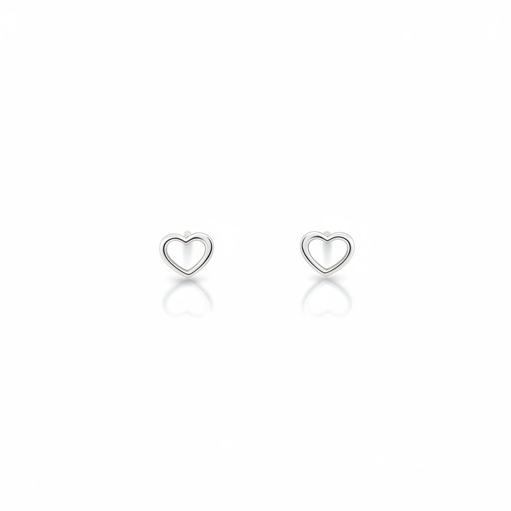 925 Sterling Silver Open Heart Stud Earrings