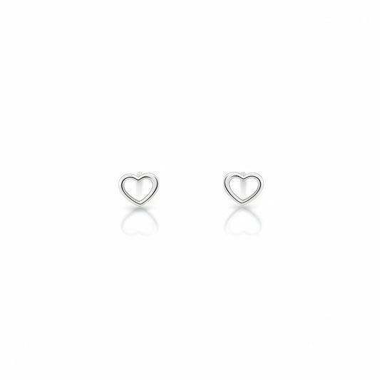 925 Sterling Silver Open Heart Stud Earrings