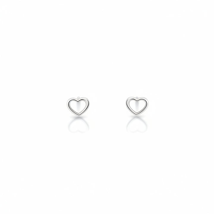 925 Sterling Silver Open Heart Stud Earrings