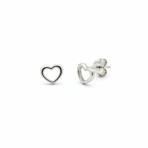 925 Sterling Silver Open Heart Stud Earrings