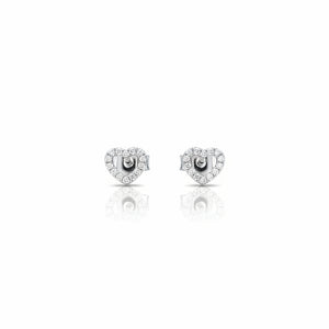 925 Sterling Silver Open Heart Diamond Stud Earrings