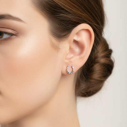 925 Sterling Silver Petite Horseshoe Stud Earrings