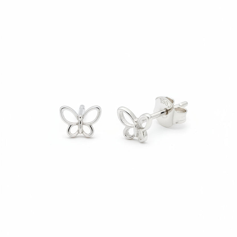 925 Sterling Silver Open Butterfly Stud Earrings