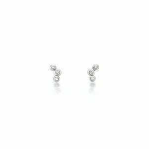 925 Sterling Silver Three Stone CZ Climber Stud Earrings