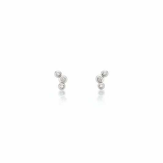 925 Sterling Silver Three Stone CZ Climber Stud Earrings