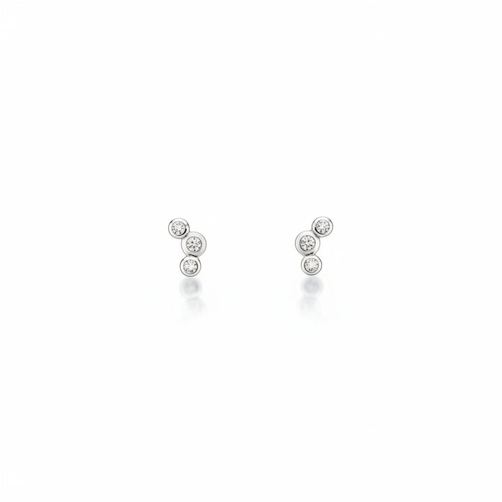 925 Sterling Silver Three Stone CZ Climber Stud Earrings