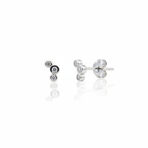 925 Sterling Silver Three Stone CZ Climber Stud Earrings