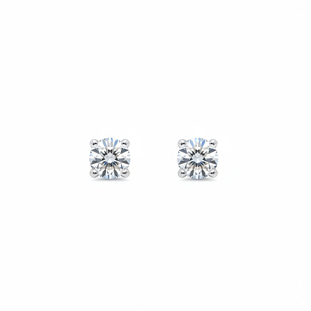 925 Sterling Silver Round CZ Stud Earrings