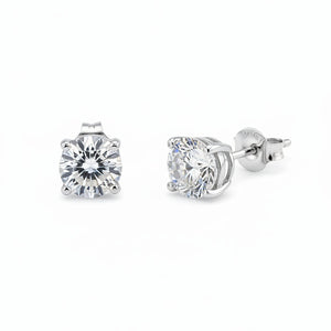 925 Sterling Silver Round CZ Stud Earrings