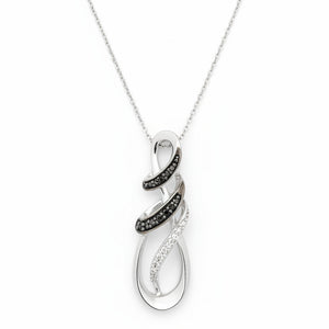 925 Sterling Silver Ribbon Twist with Onyx Necklace