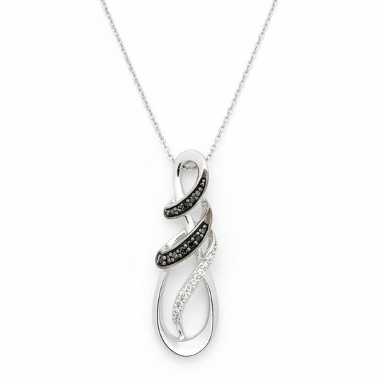 925 Sterling Silver Ribbon Twist with Onyx Necklace