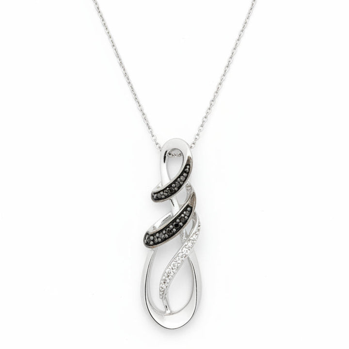 925 Sterling Silver Ribbon Twist with Onyx Necklace