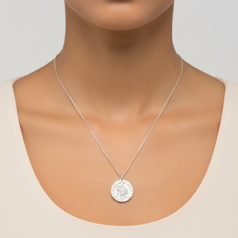 925 Italian Sterling Silver Saint Christopher Pendant