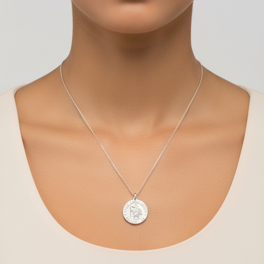 925 Italian Sterling Silver Saint Christopher Pendant