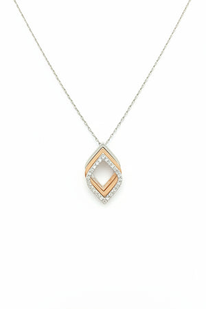 925 Sterling Silver Two Tones Tri-Layer CZ Necklace