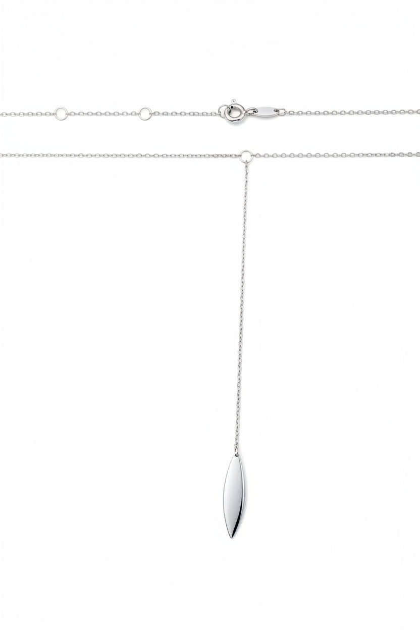 925 Sterling Silver Marquise Drop Lariat Necklace