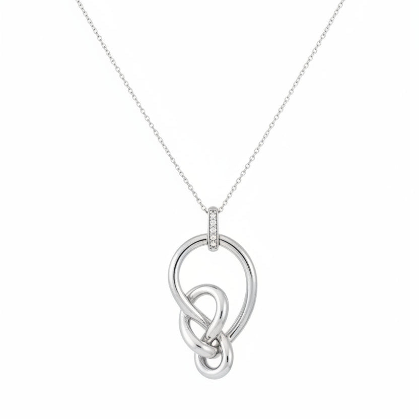 925 Sterling Silver Ribbon Twist with Lab Diamond Necklace