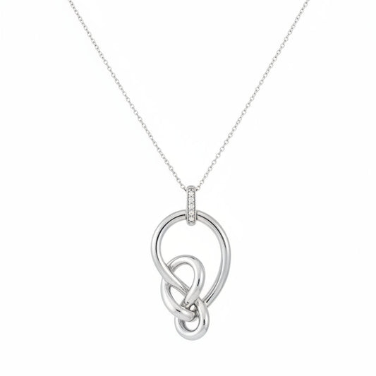 925 Sterling Silver Ribbon Twist with Lab Diamond Necklace