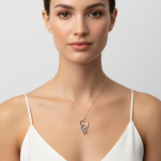 925 Sterling Silver Ribbon Twist with Lab Diamond Necklace