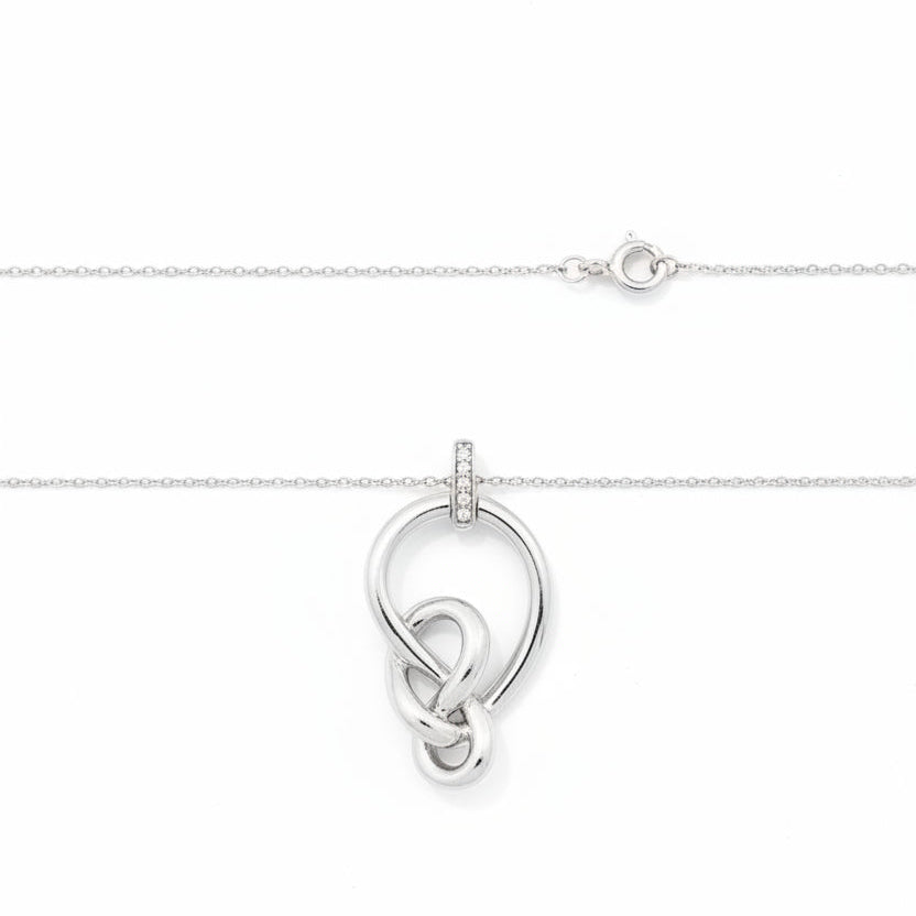925 Sterling Silver Ribbon Twist with Lab Diamond Necklace