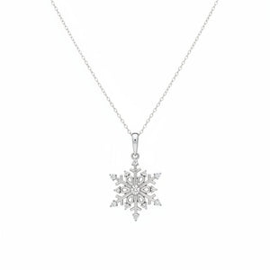 925 Sterling Silver CZ Snowflake Pendant Necklace