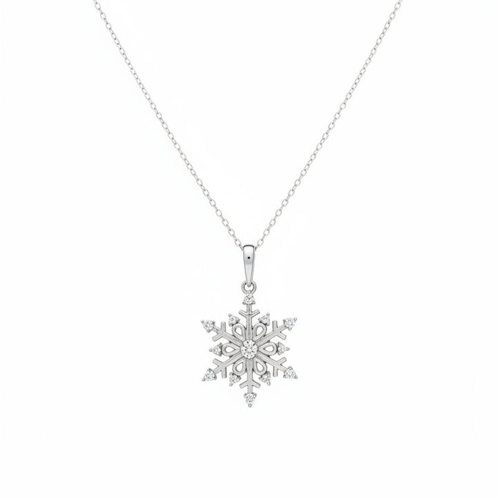 925 Sterling Silver CZ Snowflake Pendant Necklace