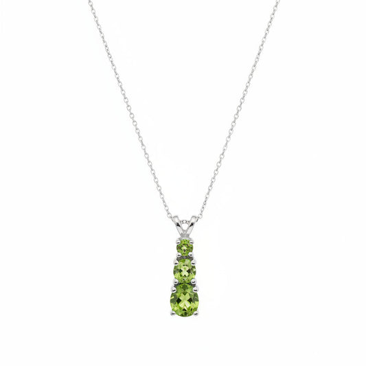 10K White Gold Peridot Drop Pendant Necklace,P:0.75ct