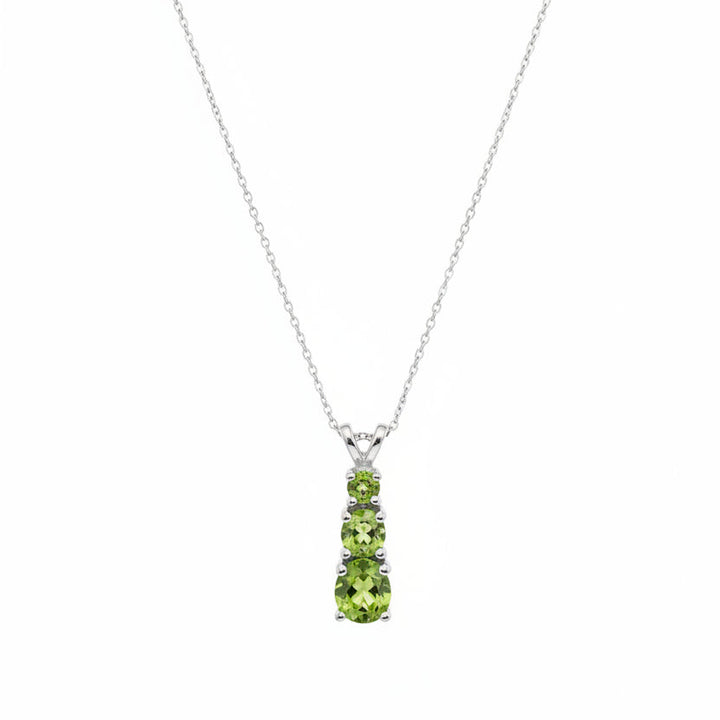 10K White Gold Peridot Drop Pendant Necklace,P:0.75ct
