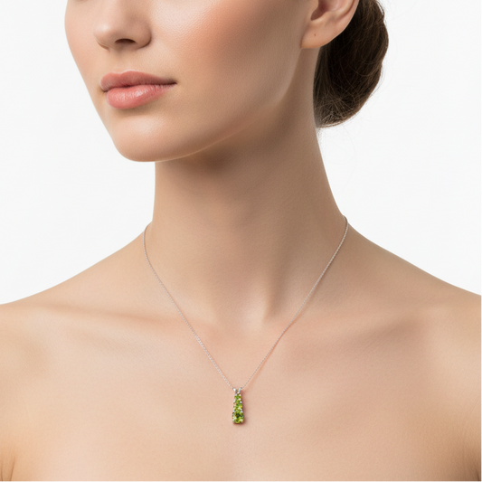 10K White Gold Peridot Drop Pendant Necklace,P:0.75ct