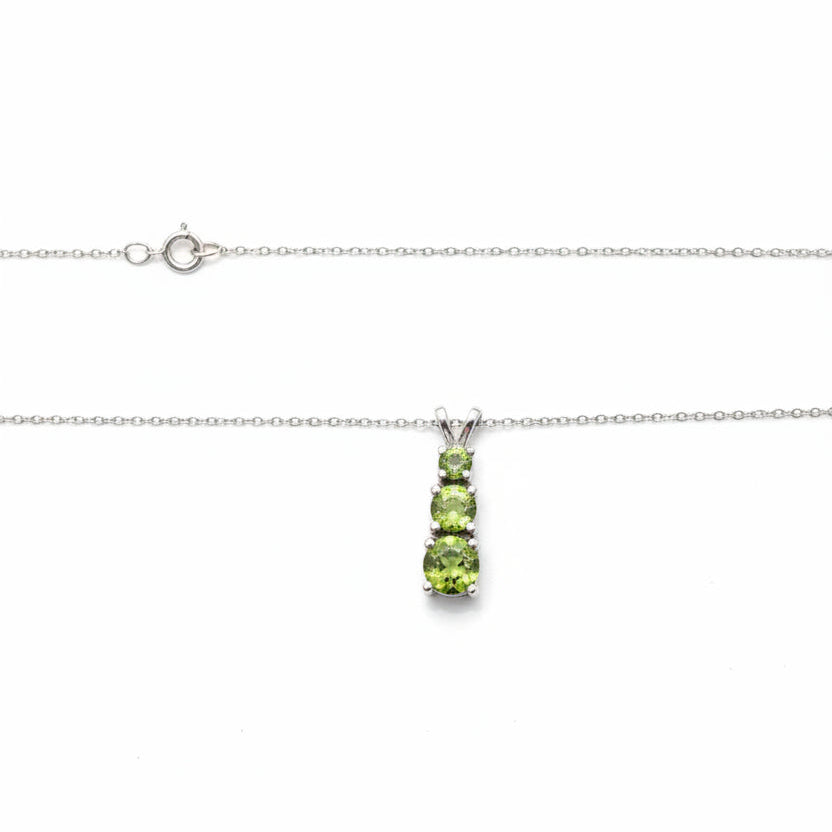 10K White Gold Peridot Drop Pendant Necklace,P:0.75ct