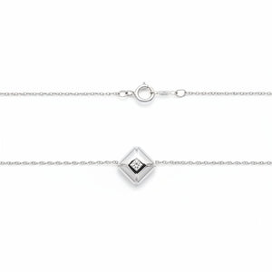 14K White Gold Squared Diamond Geometric Necklace,TDW:0.08ct, G-H, SI