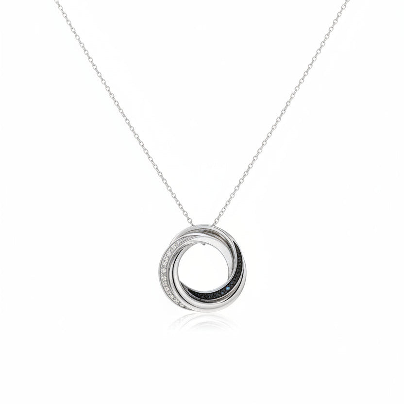 925 Sterling Silver Interlocked Circle Necklace